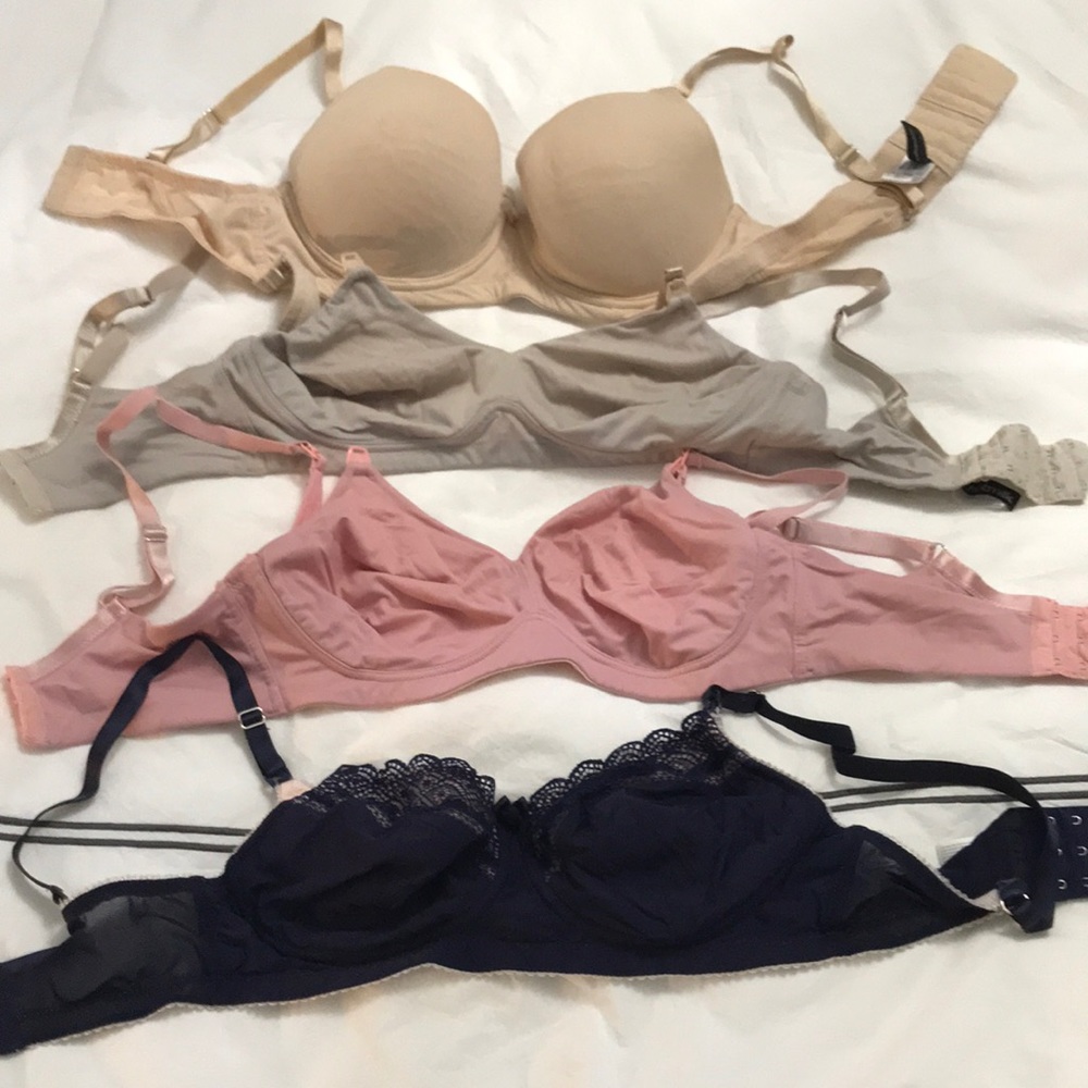 4 nursing bras, size 32DD and 34C, brand HotMilk